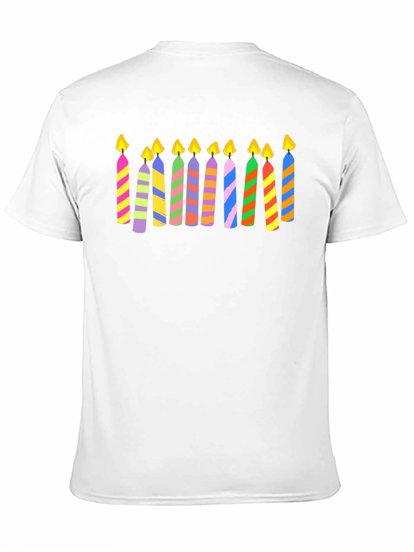 Festive Striped Birthday Candle T-Shirt