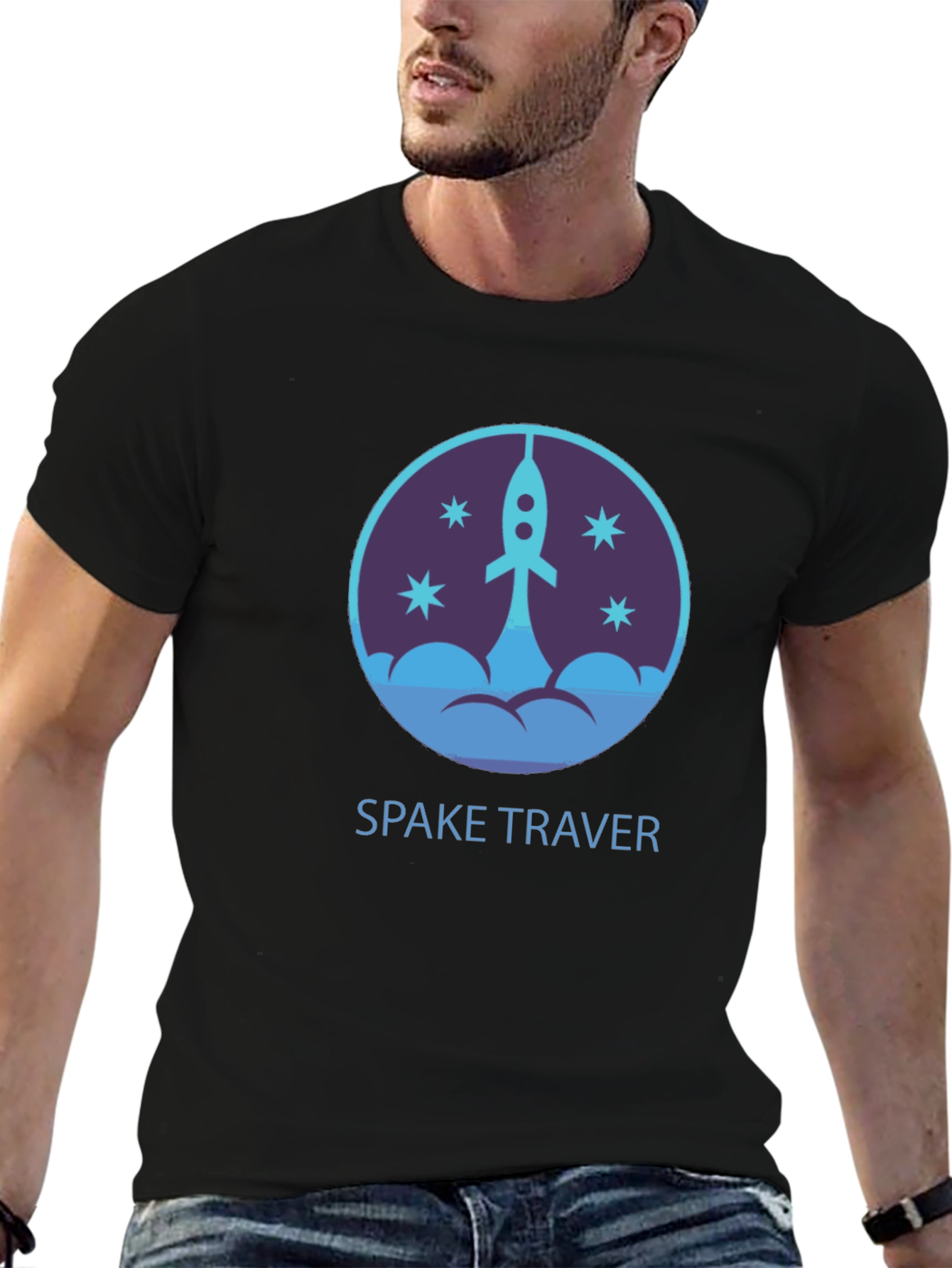 Space Traveler Graphic Tee - Black Cotton Comfort