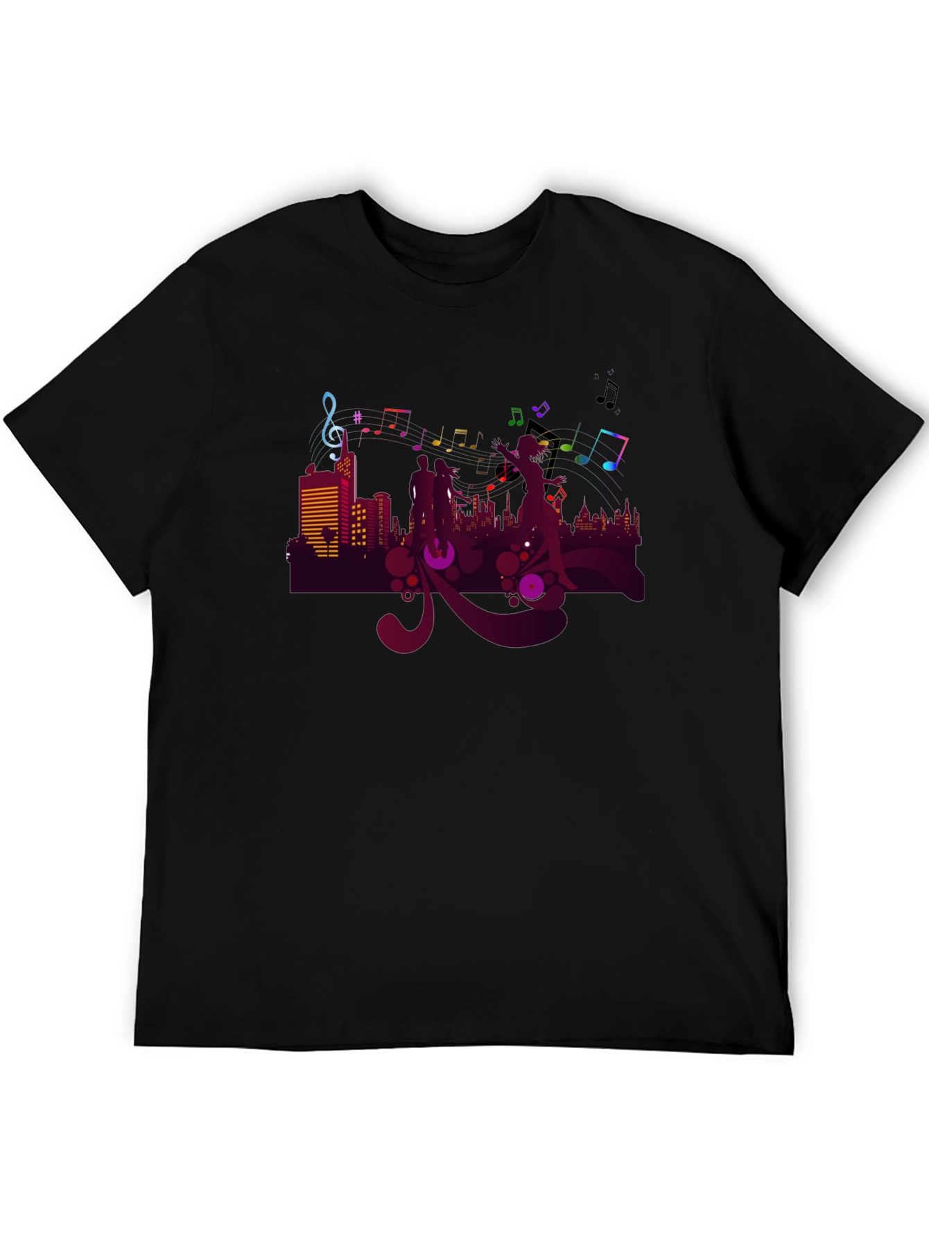 Music Cityscape Black Graphic Tee
