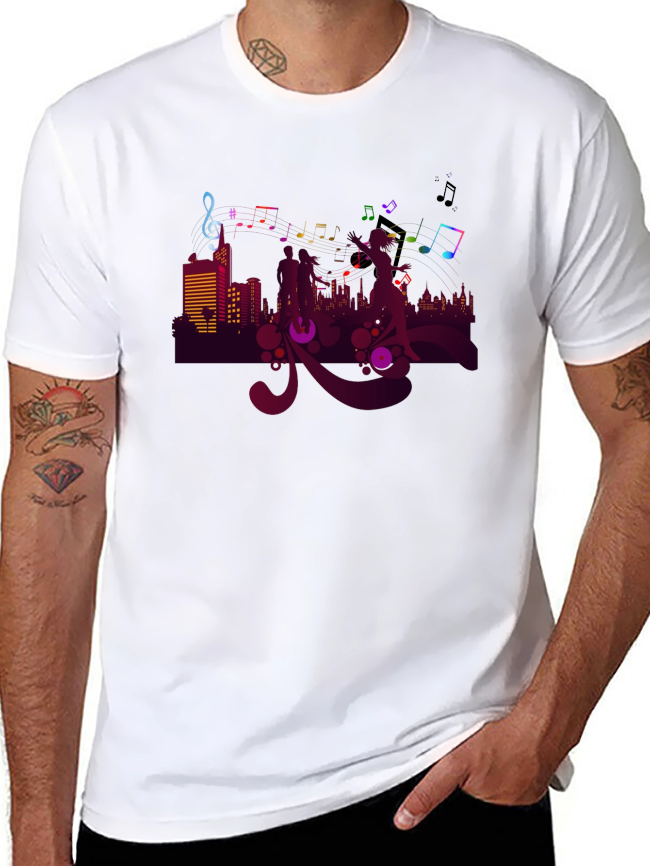Music Cityscape Black Graphic Tee