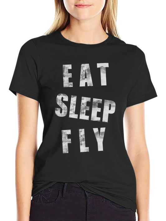 Eat Sleep Fly Graphic Tee - Black Cotton T-Shirt