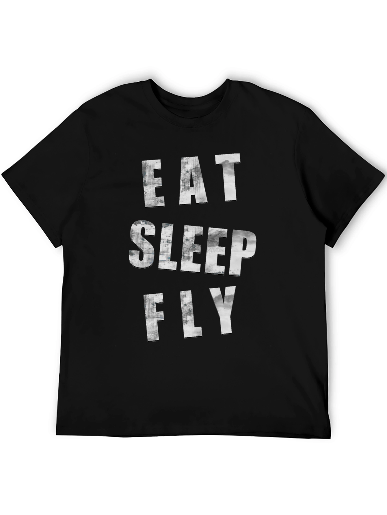 Eat Sleep Fly Graphic Tee - Black Cotton T-Shirt