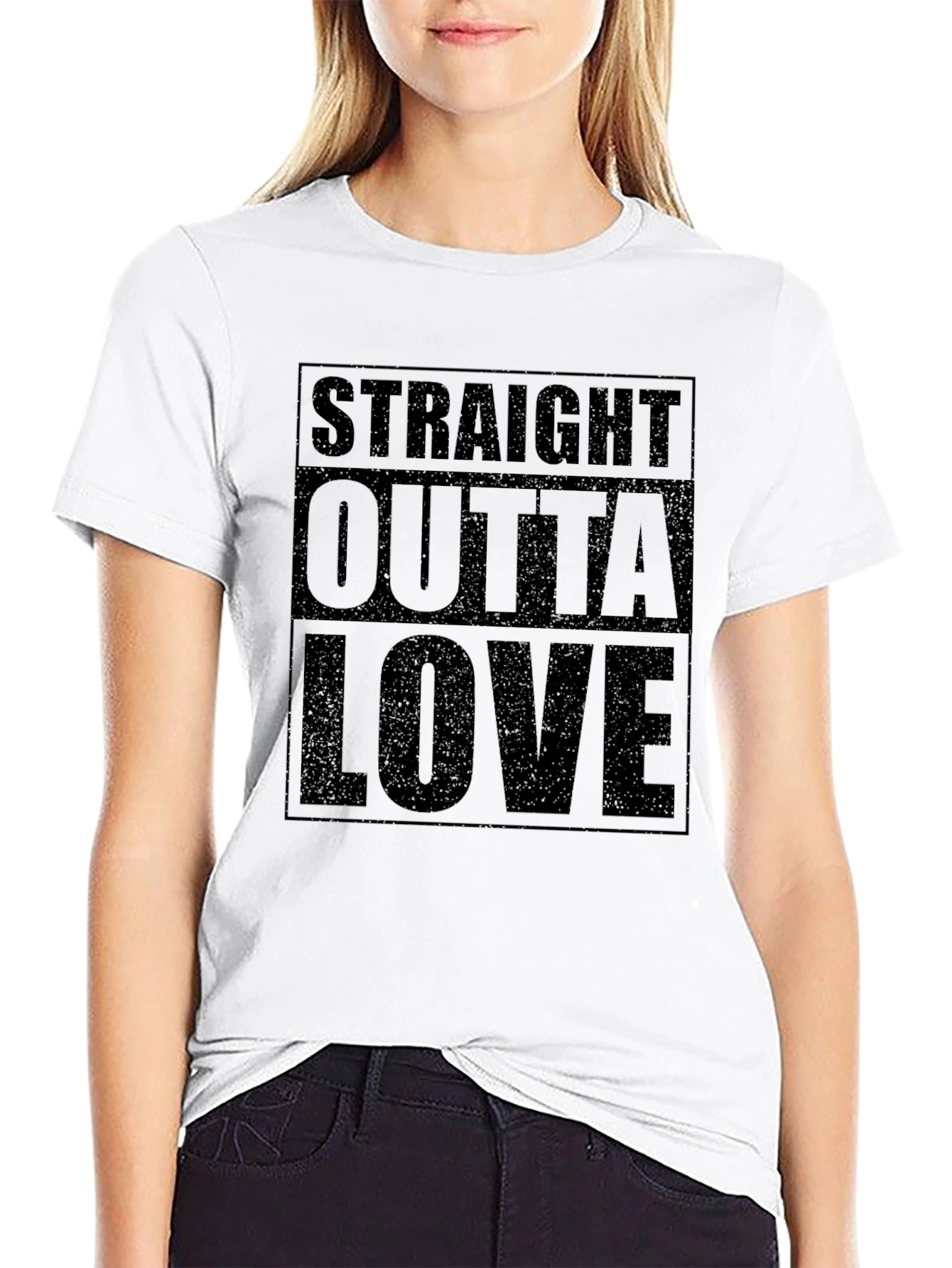 Straight Outta Love Black Graphic Tee Shirt