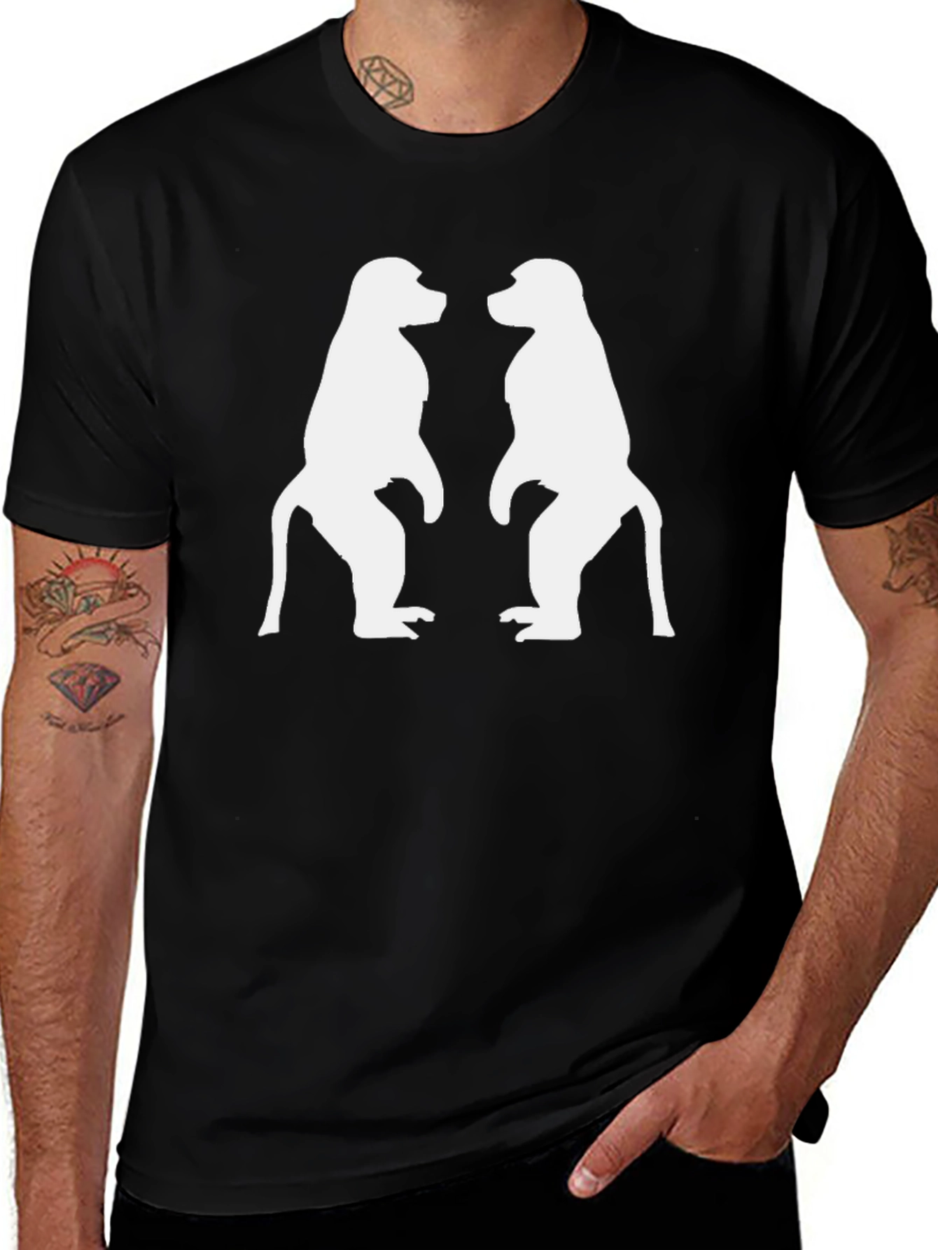 Baboon Silhouette Graphic Tee - Black Cotton Shirt
