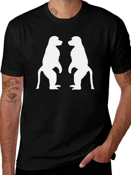 Baboon Silhouette Graphic Tee - Black Cotton Shirt