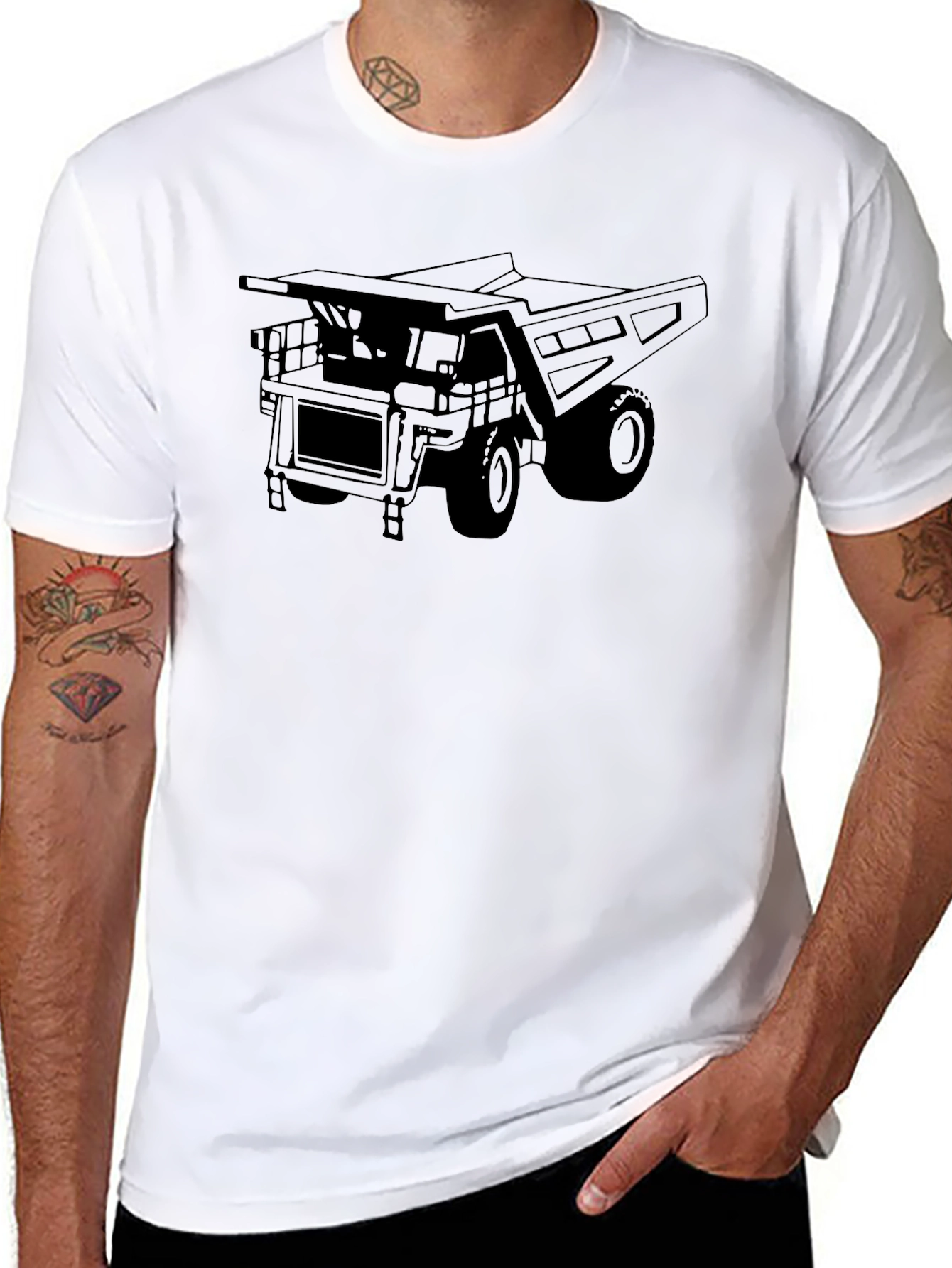 Black Dump Truck Graphic Tee - Heavy Duty Style