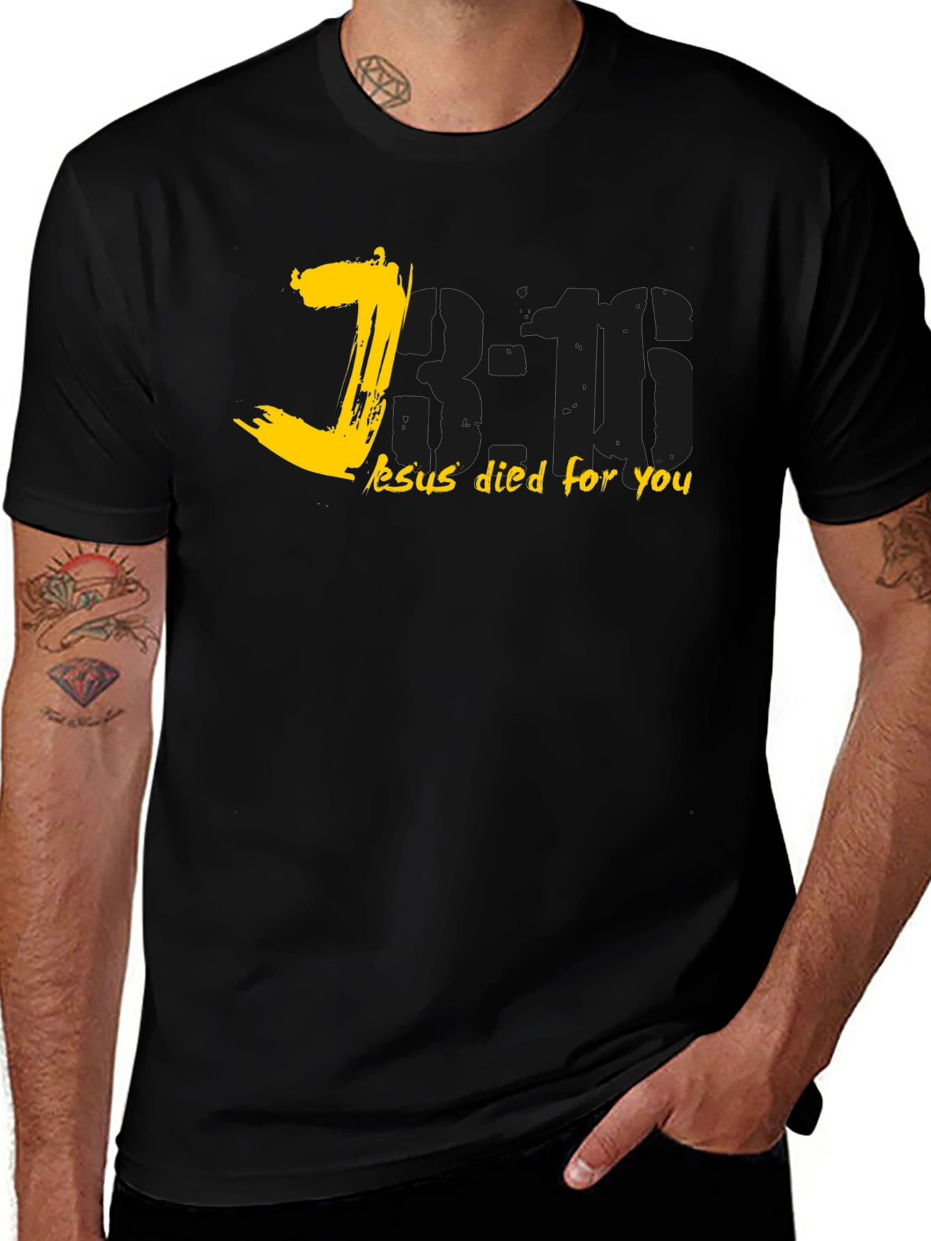 John 3:16 Black Christian T-Shirt