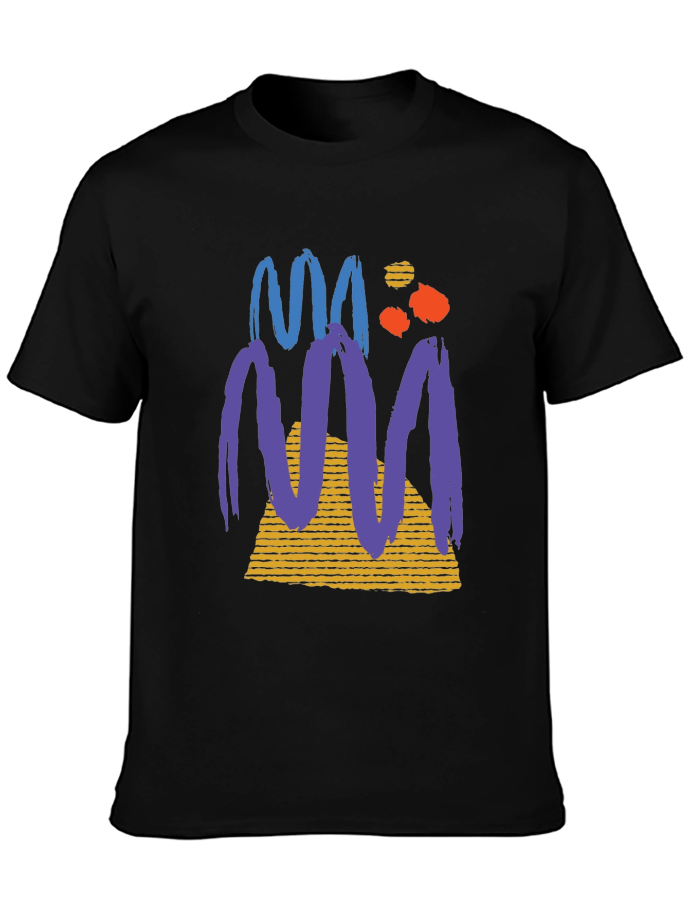 Abstract Graphic Tee - Black Cotton Casual T-Shirt