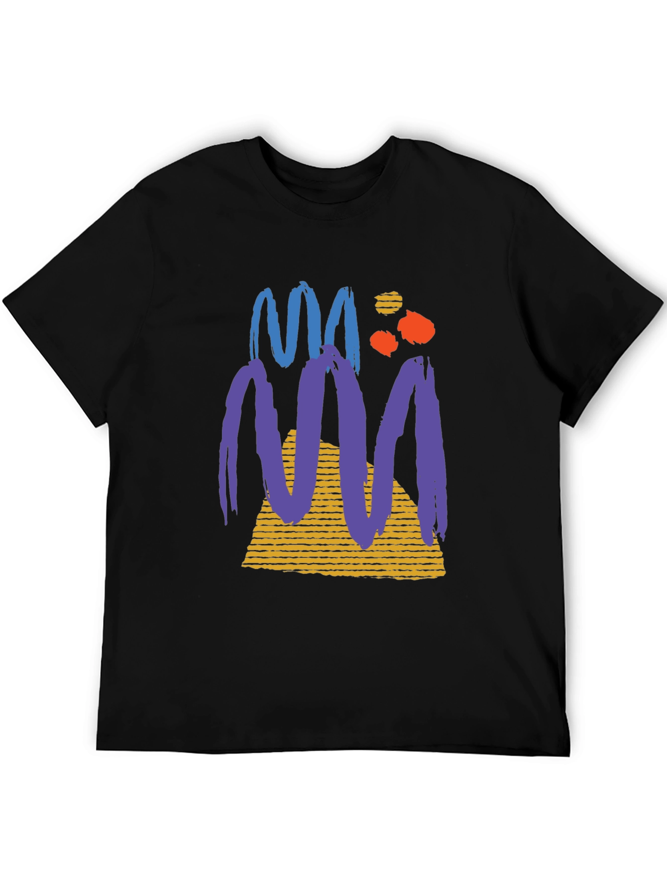 Abstract Graphic Tee - Black Cotton Casual T-Shirt