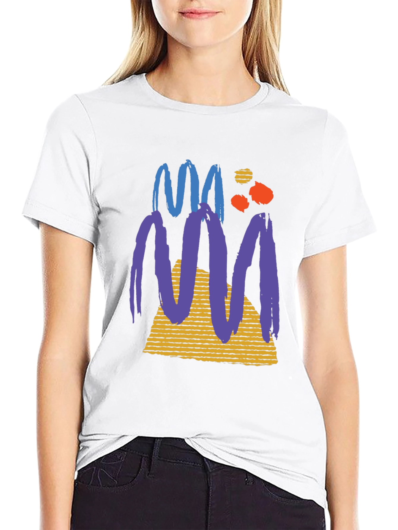 Abstract Graphic Tee - Black Cotton Casual T-Shirt