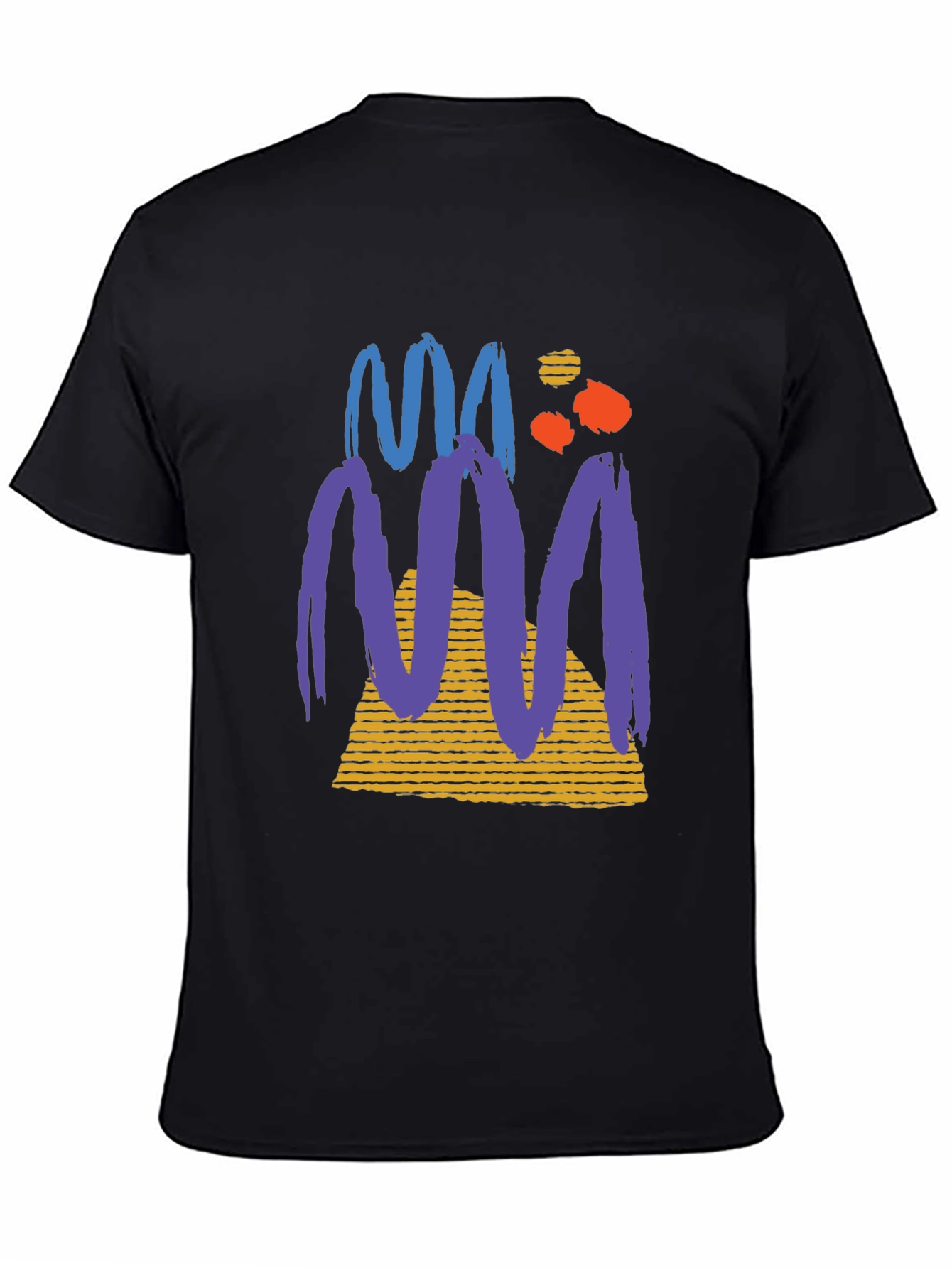 Abstract Graphic Tee - Black Cotton Casual T-Shirt