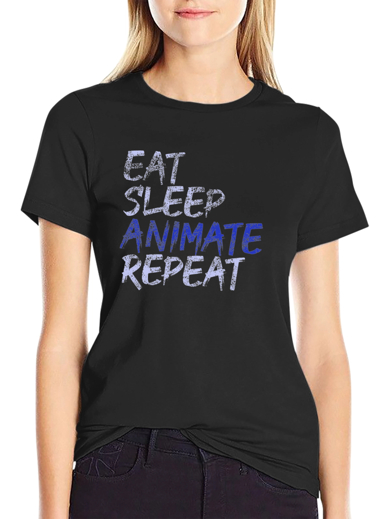 Eat Sleep Animate Repeat Black T-Shirt