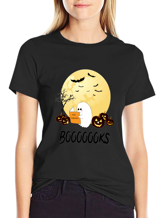 Boo-Ooo-Ooks Halloween Reading Ghost T-Shirt