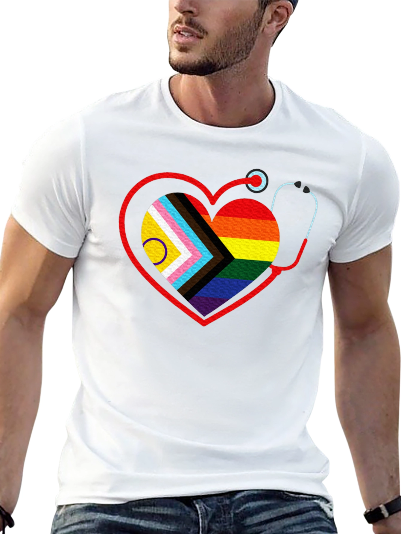 LGBTQ+ Pride Stethoscope Heart Tee
