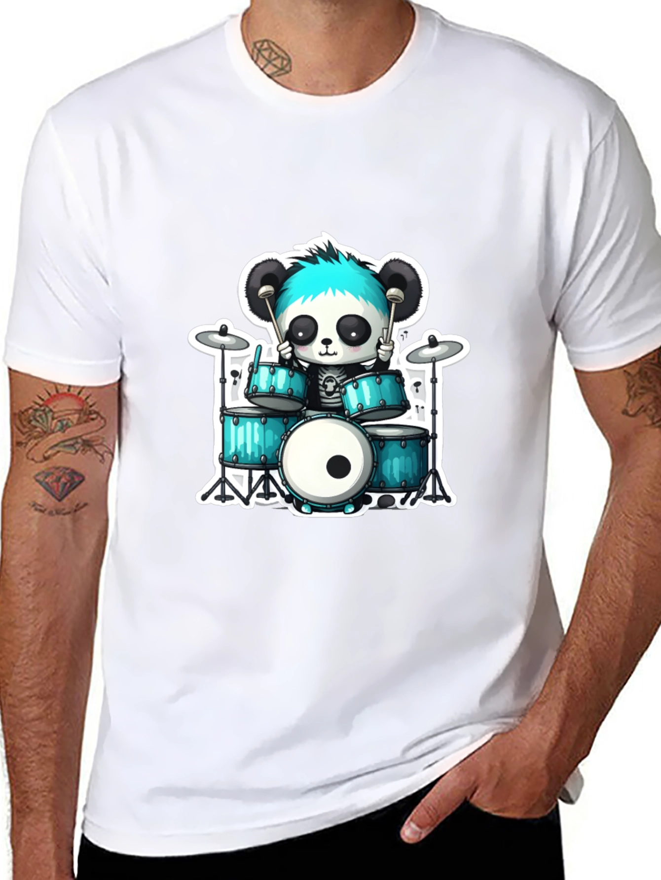 Panda Drummer Graphic Tee - Rock On!