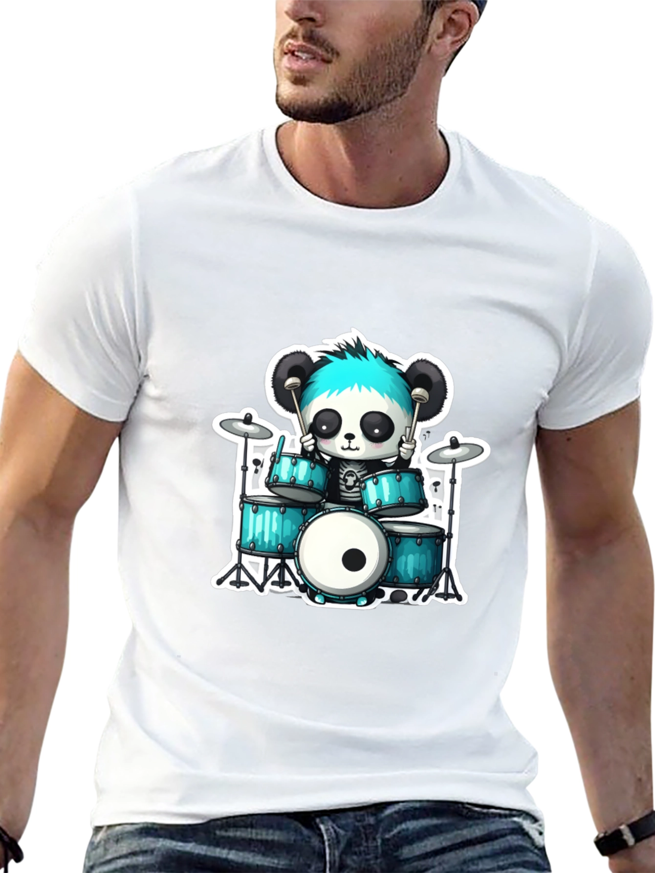 Panda Drummer Graphic Tee - Rock On!