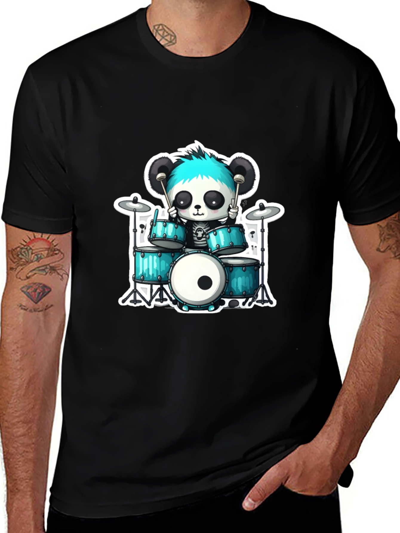 Panda Drummer Graphic Tee - Rock On!