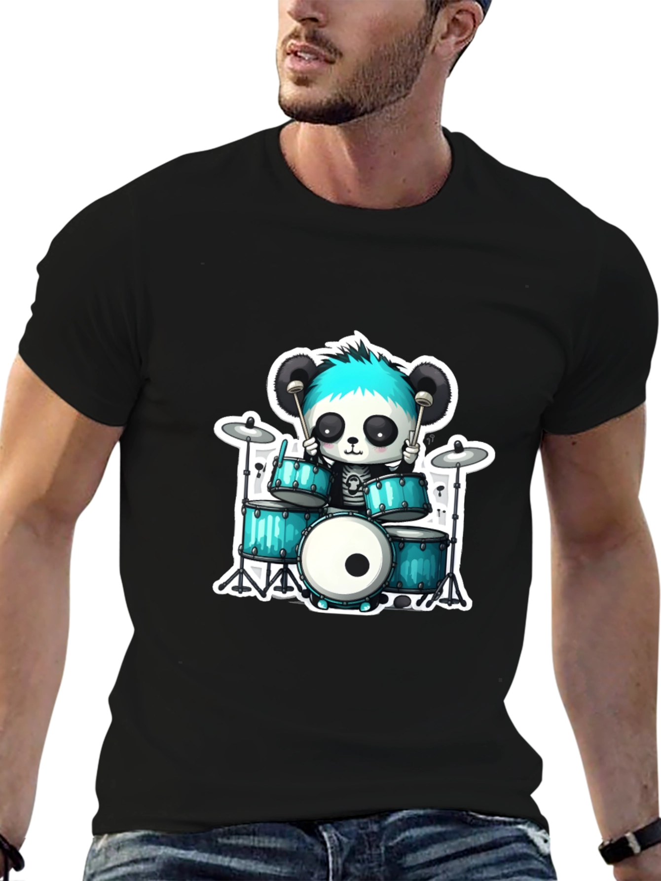 Panda Drummer Graphic Tee - Rock On!