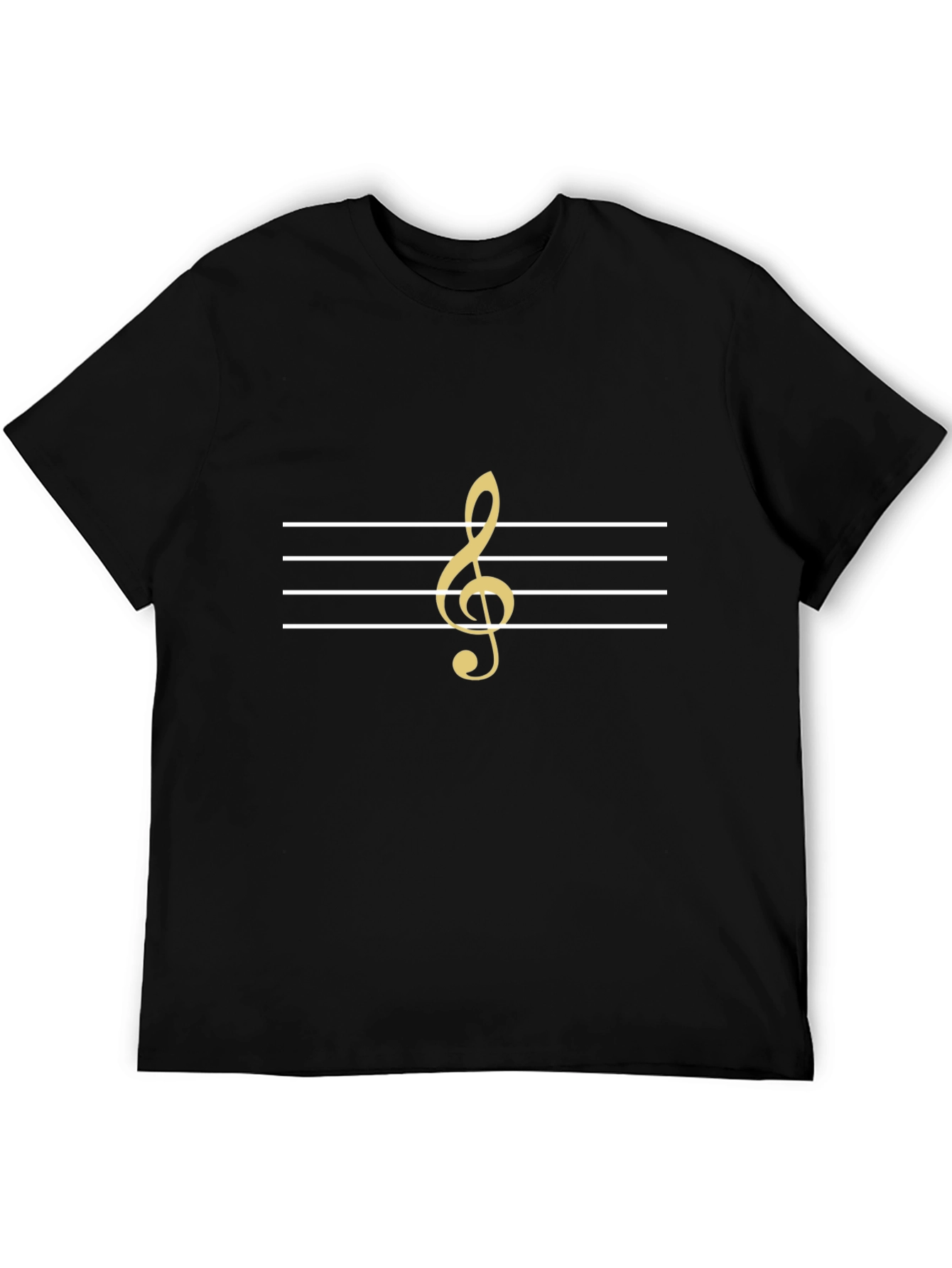 Musical Clef T-Shirt - Gold Treble Clef on Black