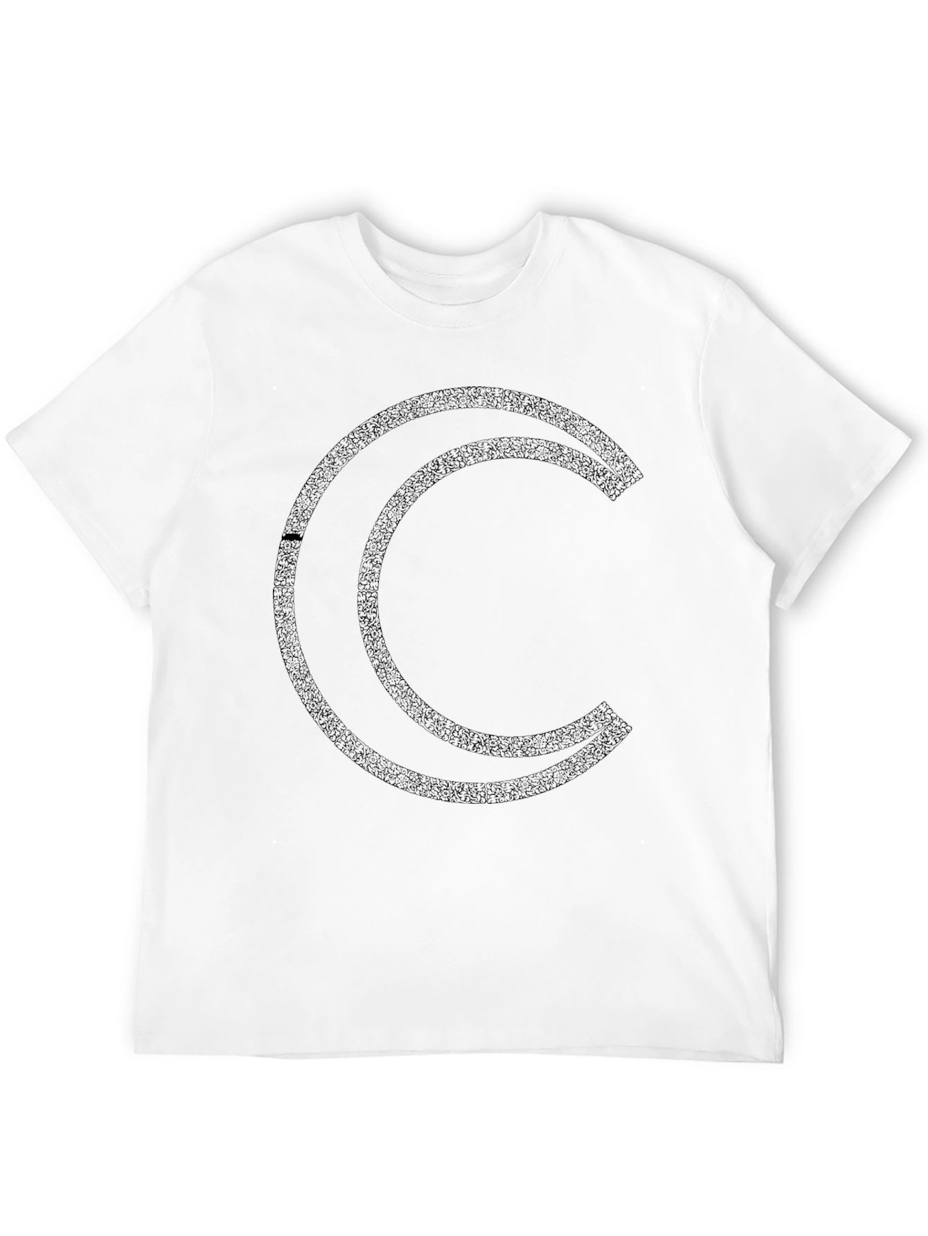 Geometric Crescent Moon Graphic Black T-Shirt