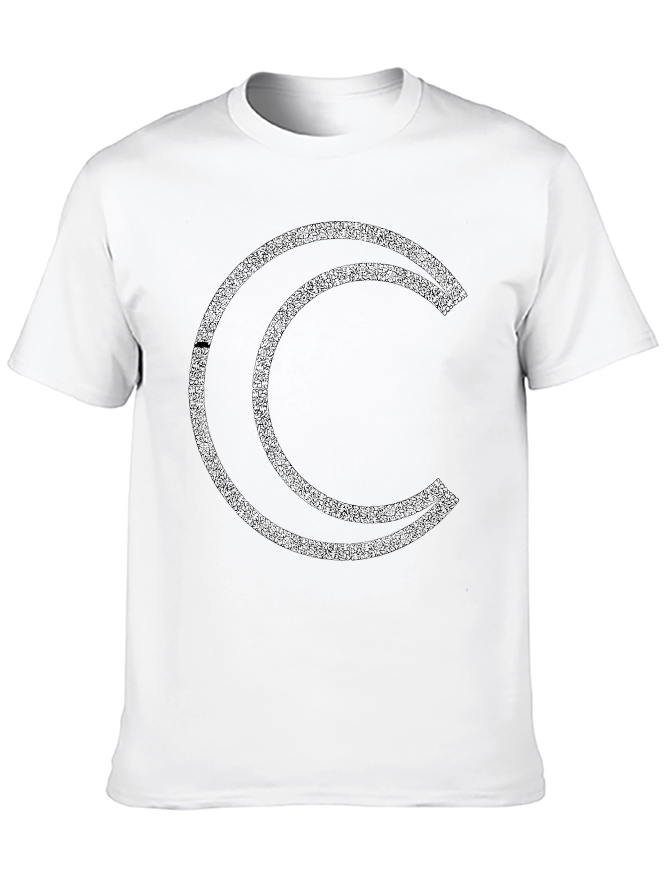Geometric Crescent Moon Graphic Black T-Shirt