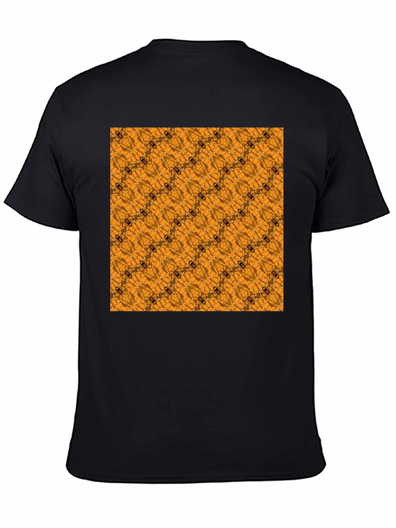 Abstract Geometric Pattern Black T-Shirt