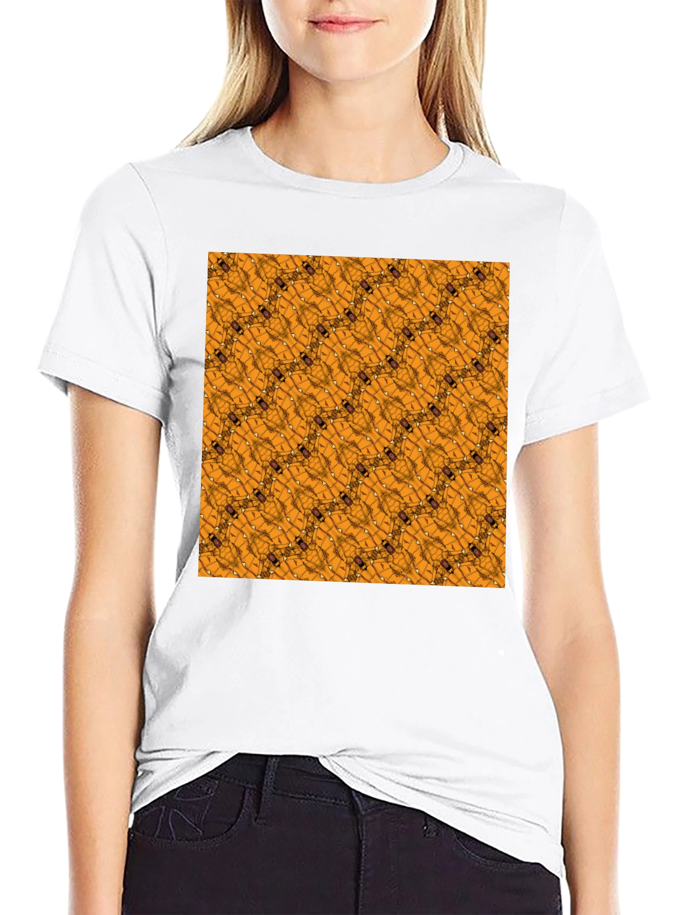 Abstract Geometric Pattern Black T-Shirt