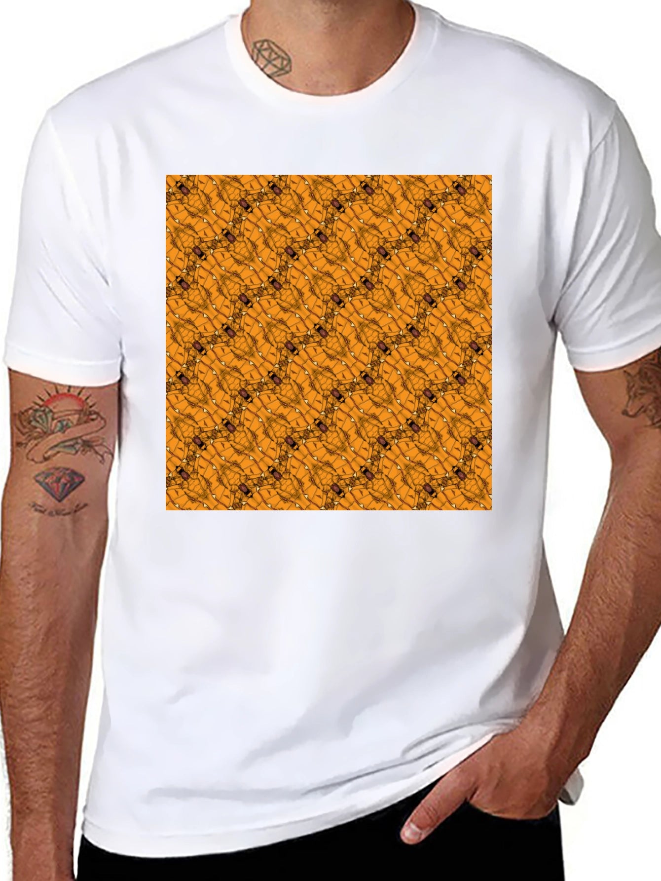 Abstract Geometric Pattern Black T-Shirt