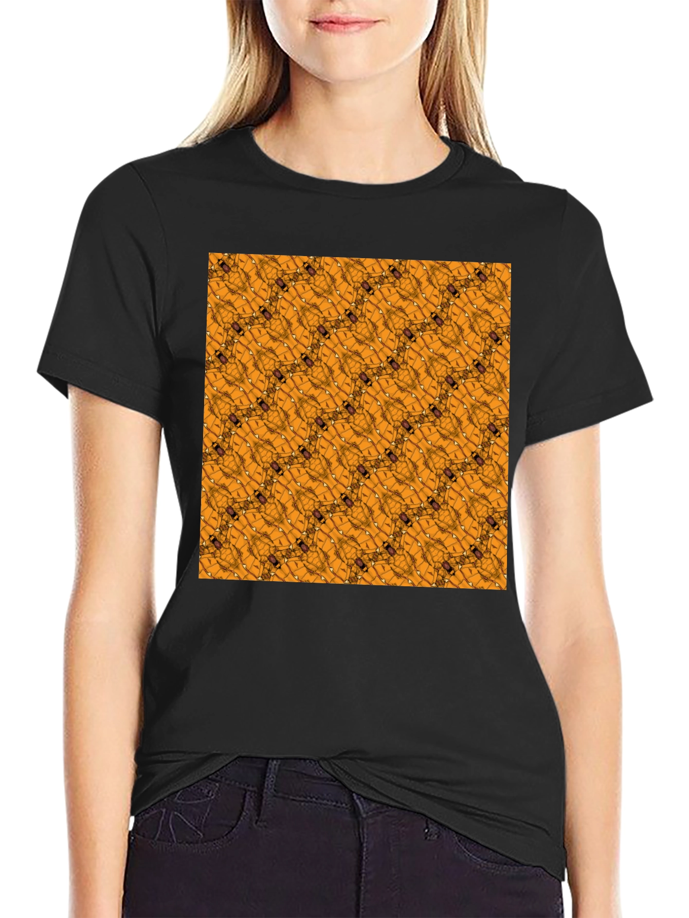 Abstract Geometric Pattern Black T-Shirt
