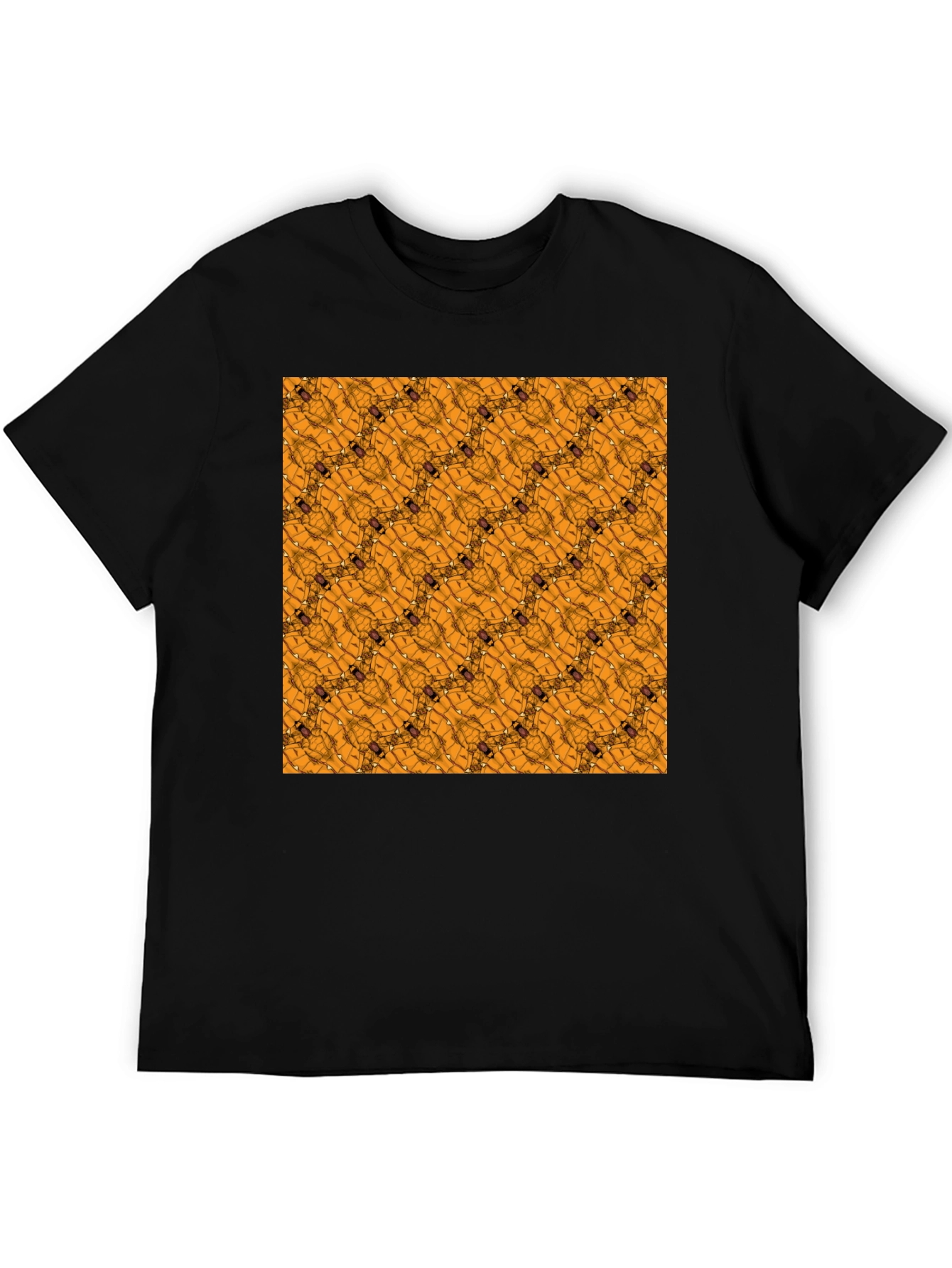 Abstract Geometric Pattern Black T-Shirt