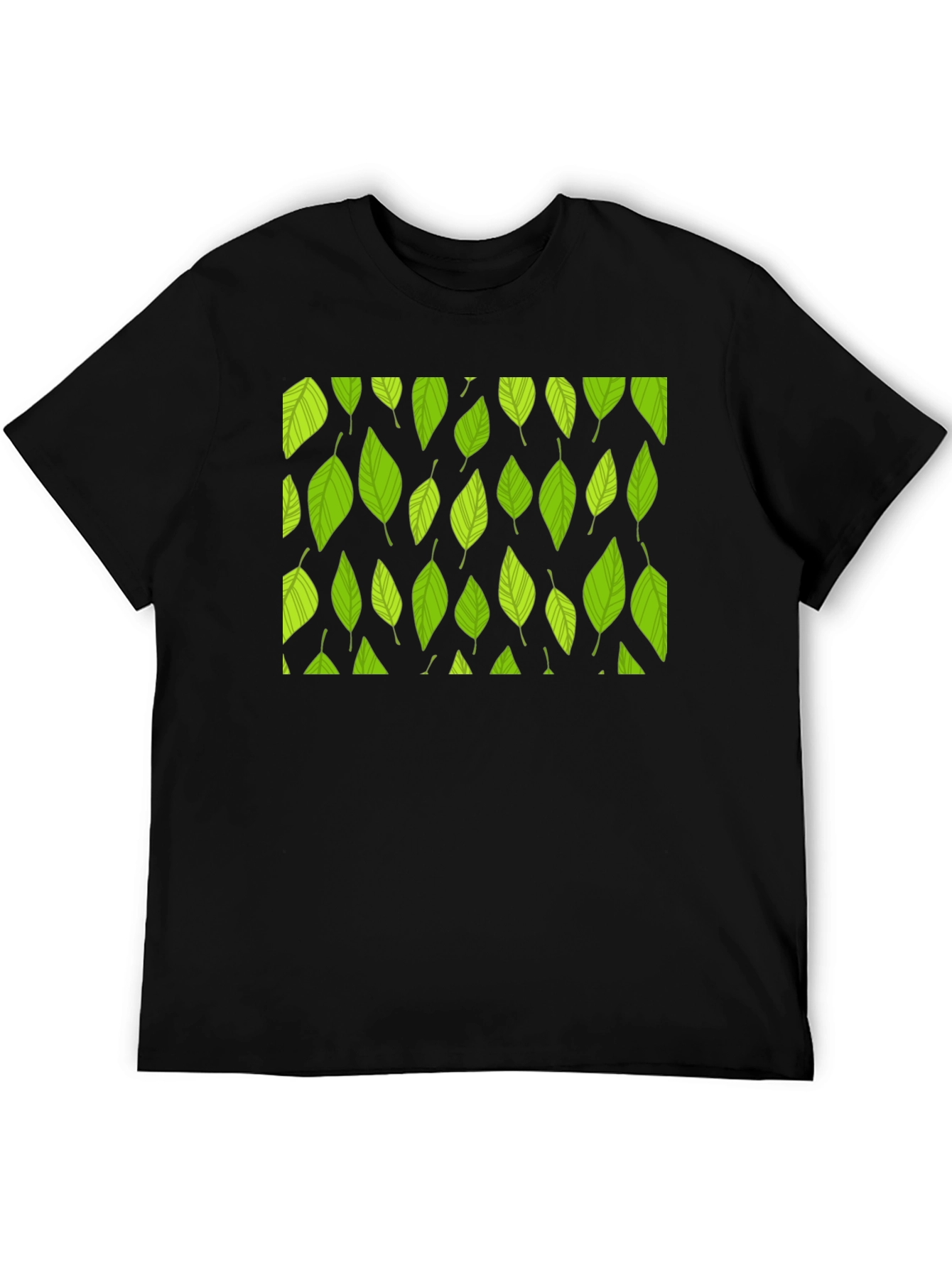 Leaf Pattern Black T-Shirt