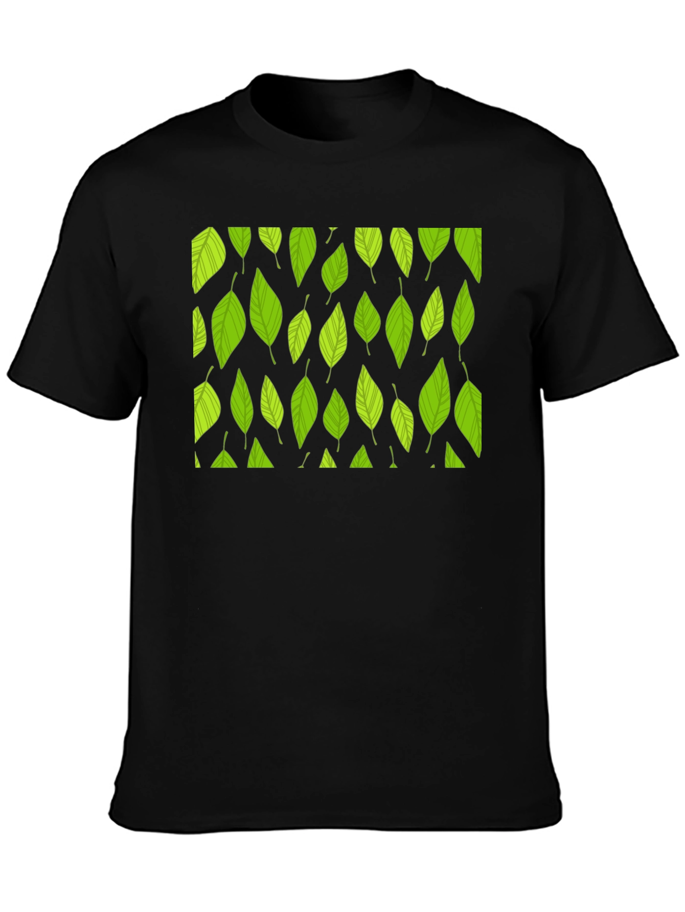 Leaf Pattern Black T-Shirt
