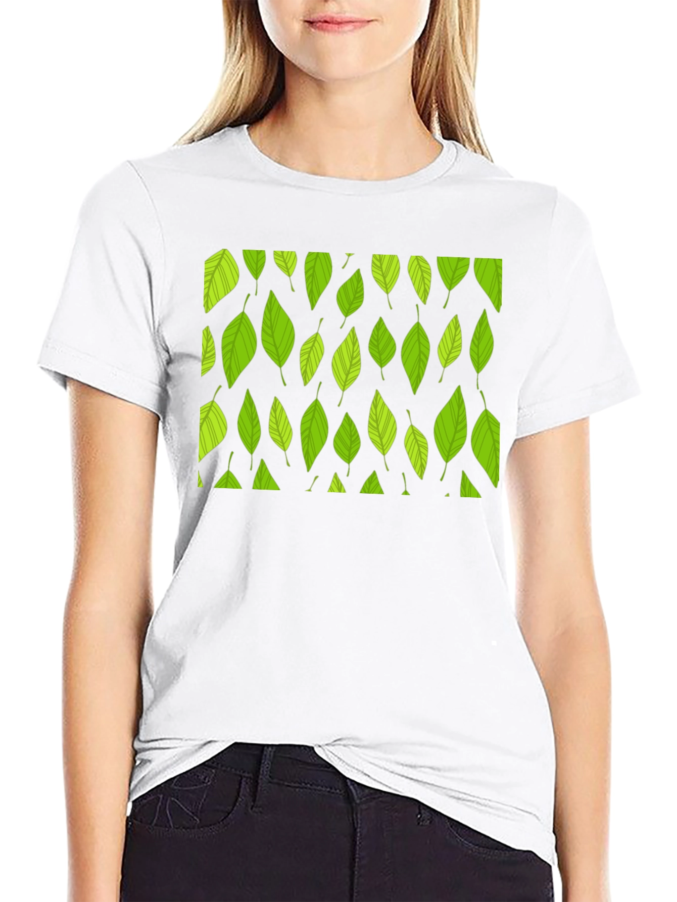 Leaf Pattern Black T-Shirt