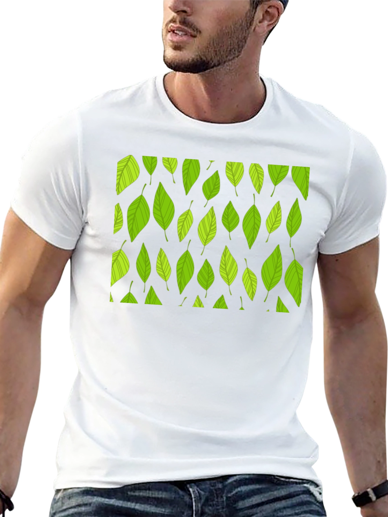 Leaf Pattern Black T-Shirt