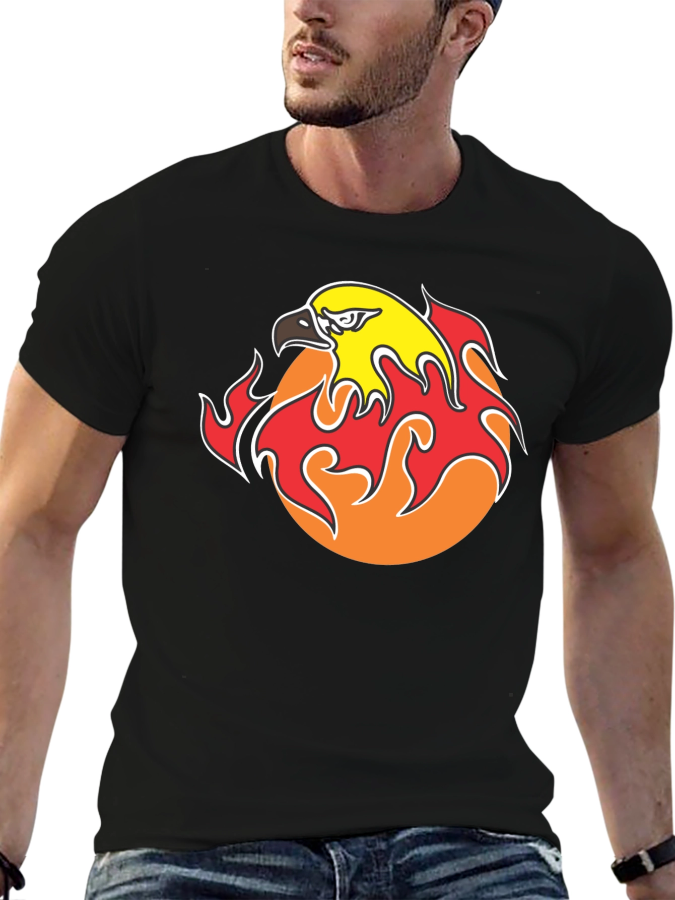 Flaming Eagle Graphic Black T-Shirt
