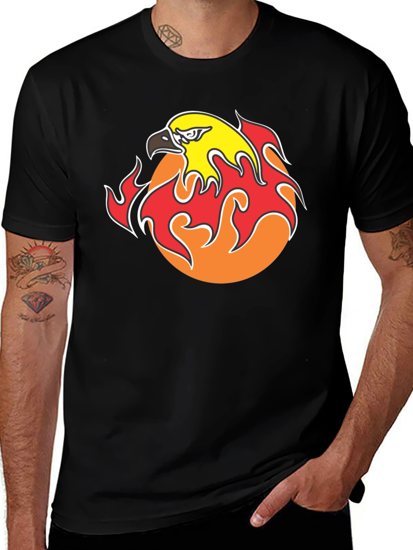 Flaming Eagle Graphic Black T-Shirt