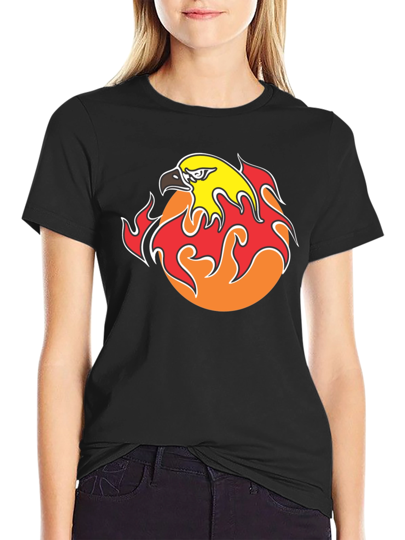 Flaming Eagle Graphic Black T-Shirt