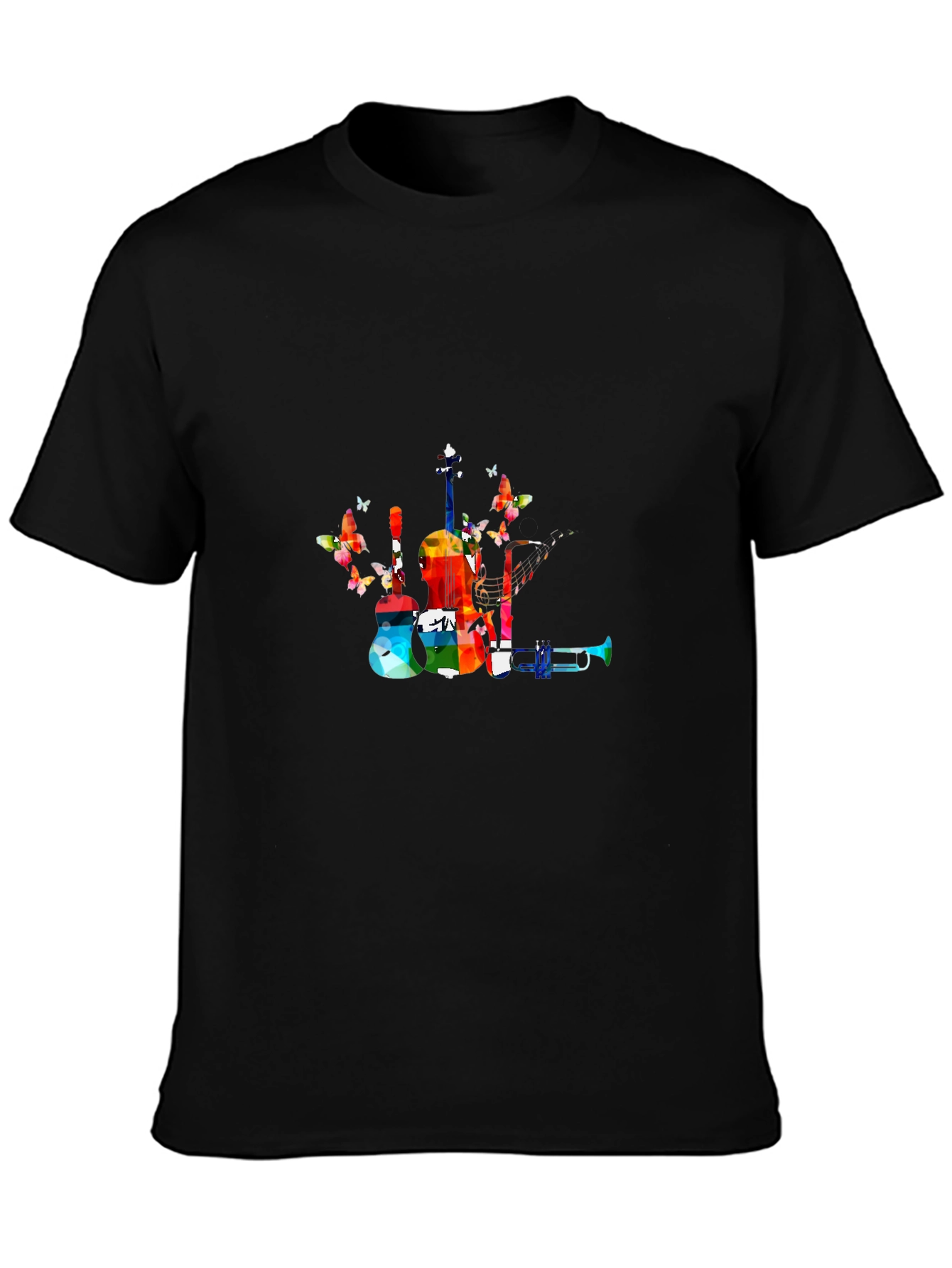 Musical Instrument Butterfly Graphic T-Shirt