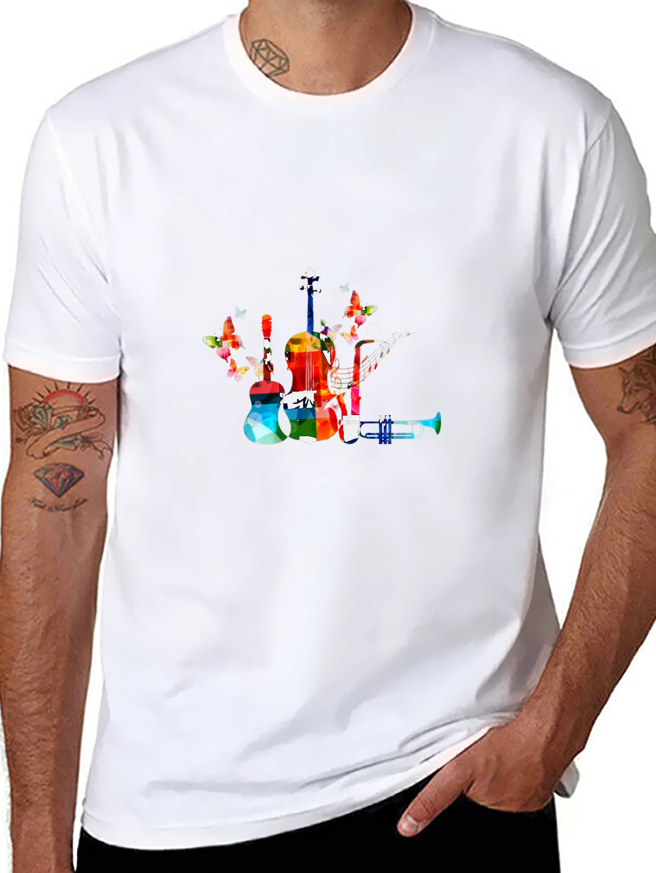 Musical Instrument Butterfly Graphic T-Shirt