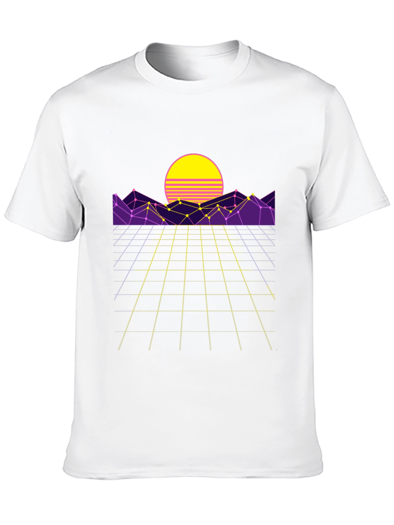 Retro Wave T-Shirt - Sunset Grid Design