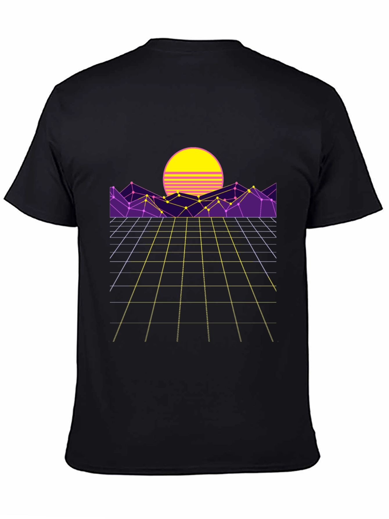 Retro Wave T-Shirt - Sunset Grid Design