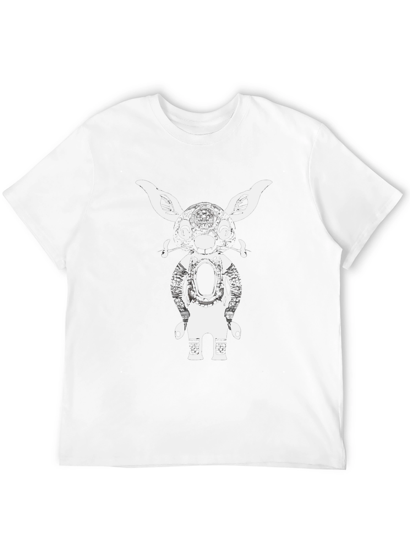 Graphic Tee: Abstract Bunny Robot Black T-Shirt