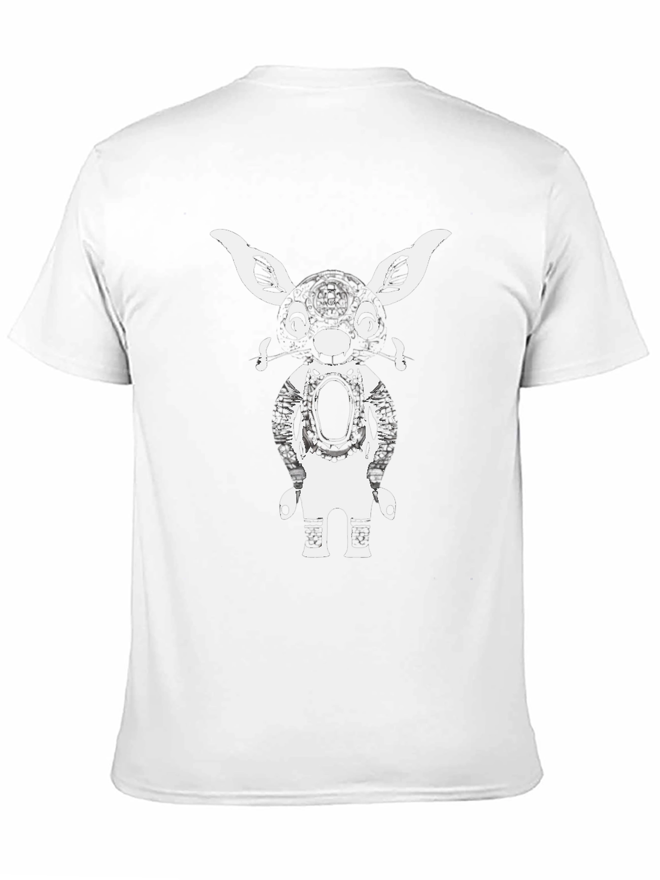 Graphic Tee: Abstract Bunny Robot Black T-Shirt