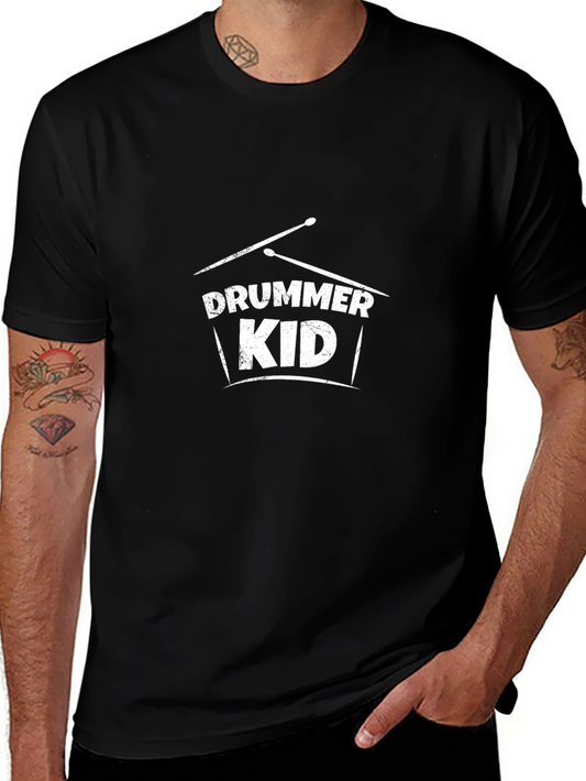 Drummer Kid Black T-Shirt - Music Lover Apparel