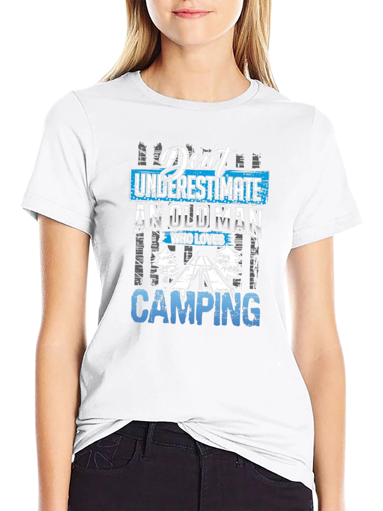 Dont Underestimate an Old Man Camping Graphic Tee