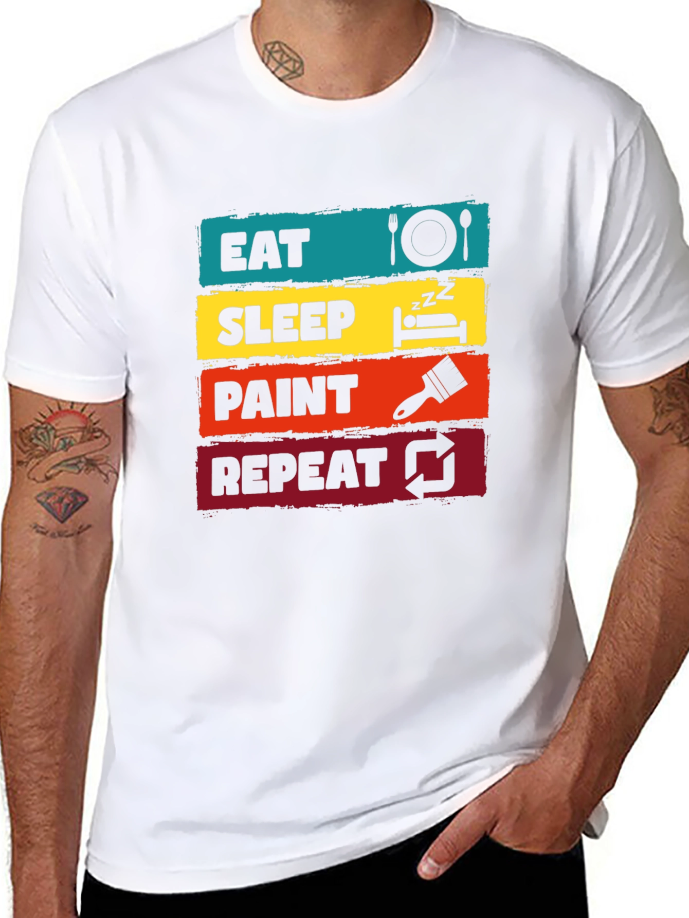 Eat Sleep Paint Repeat Graphic Tee - Artist T-Shirt