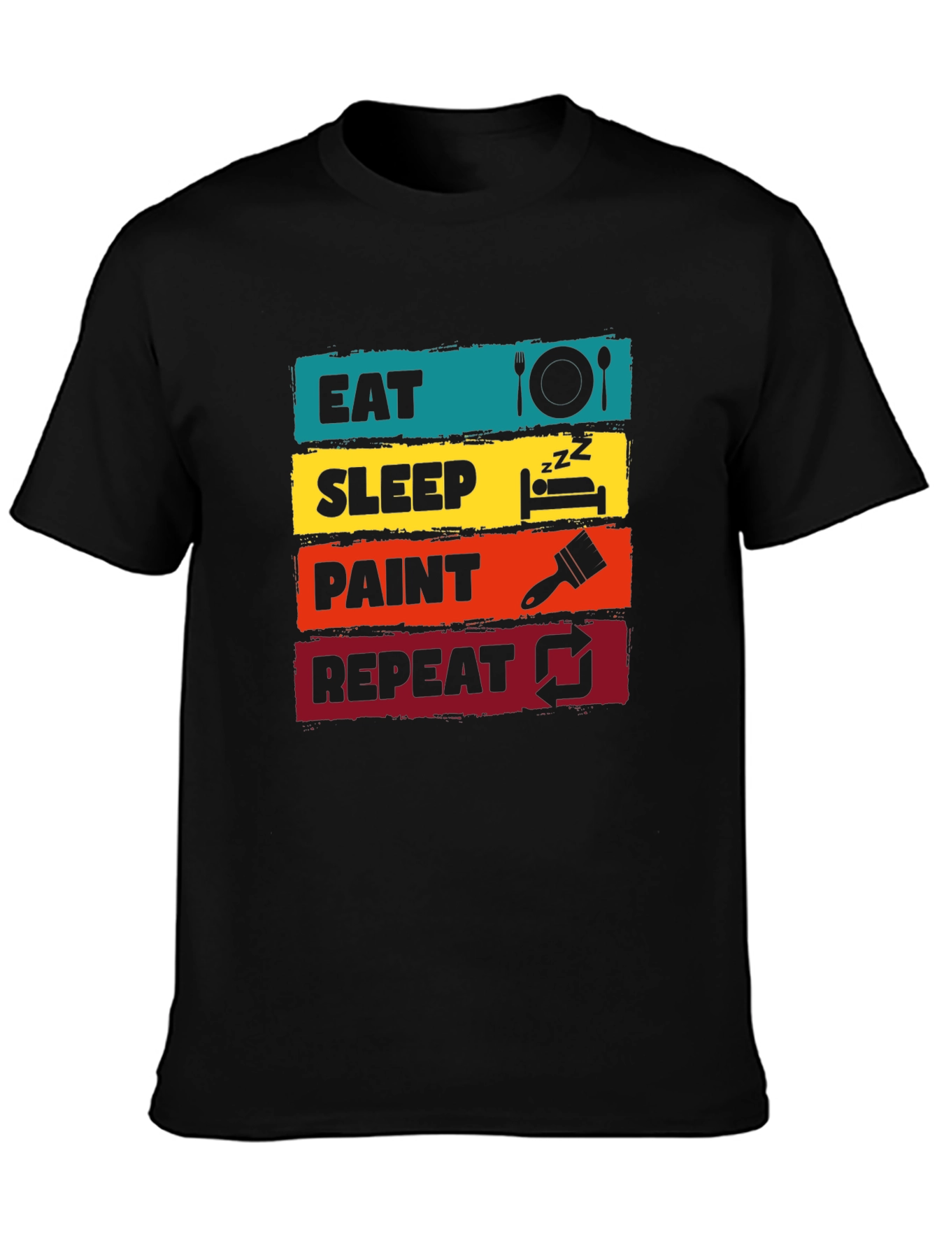 Eat Sleep Paint Repeat Graphic Tee - Artist T-Shirt