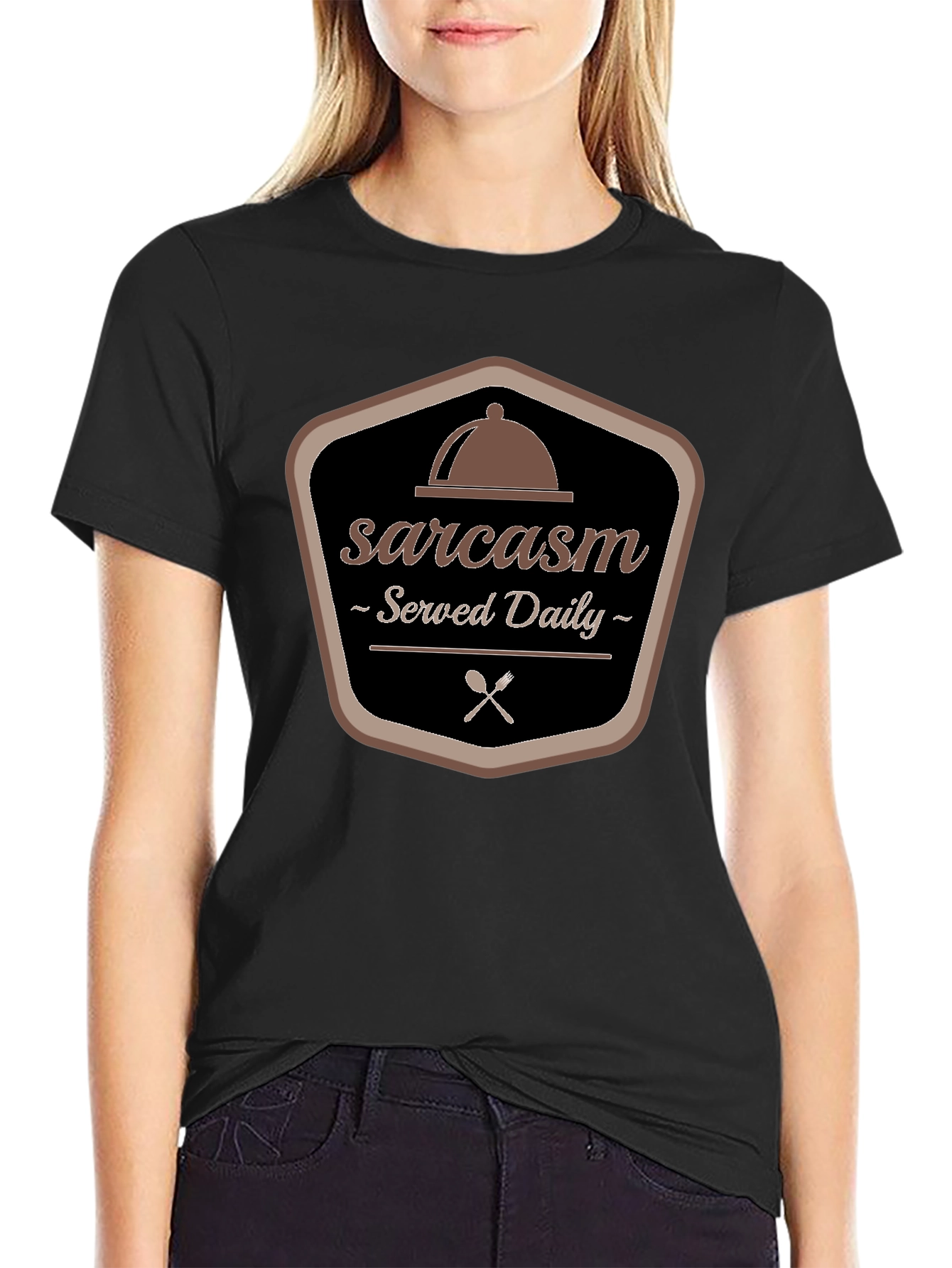 Sarcasm Served Daily Graphic Tee - Black T-Shirt
