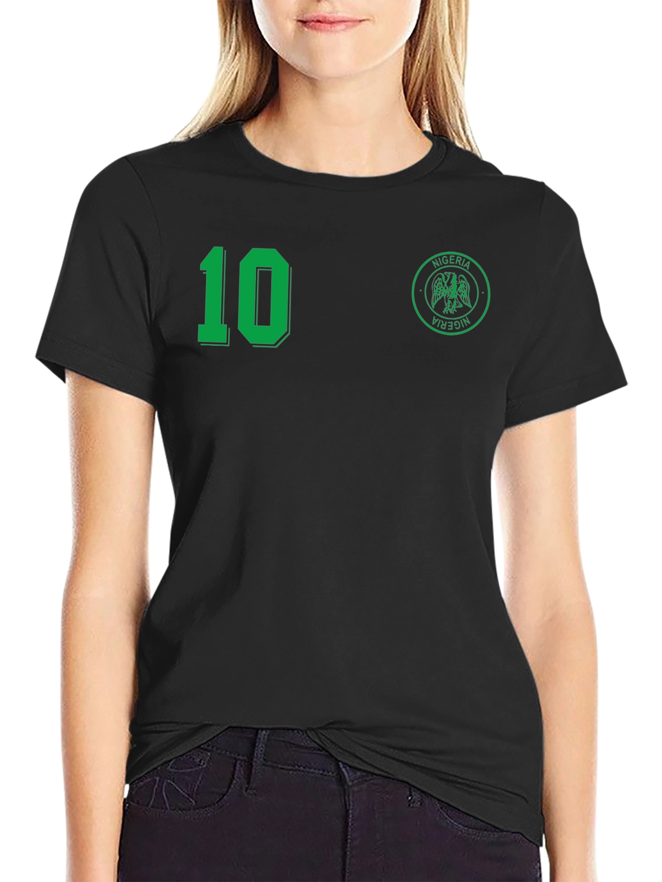 Nigeria Retro Soccer Jersey - Number 10 Black T-Shirt