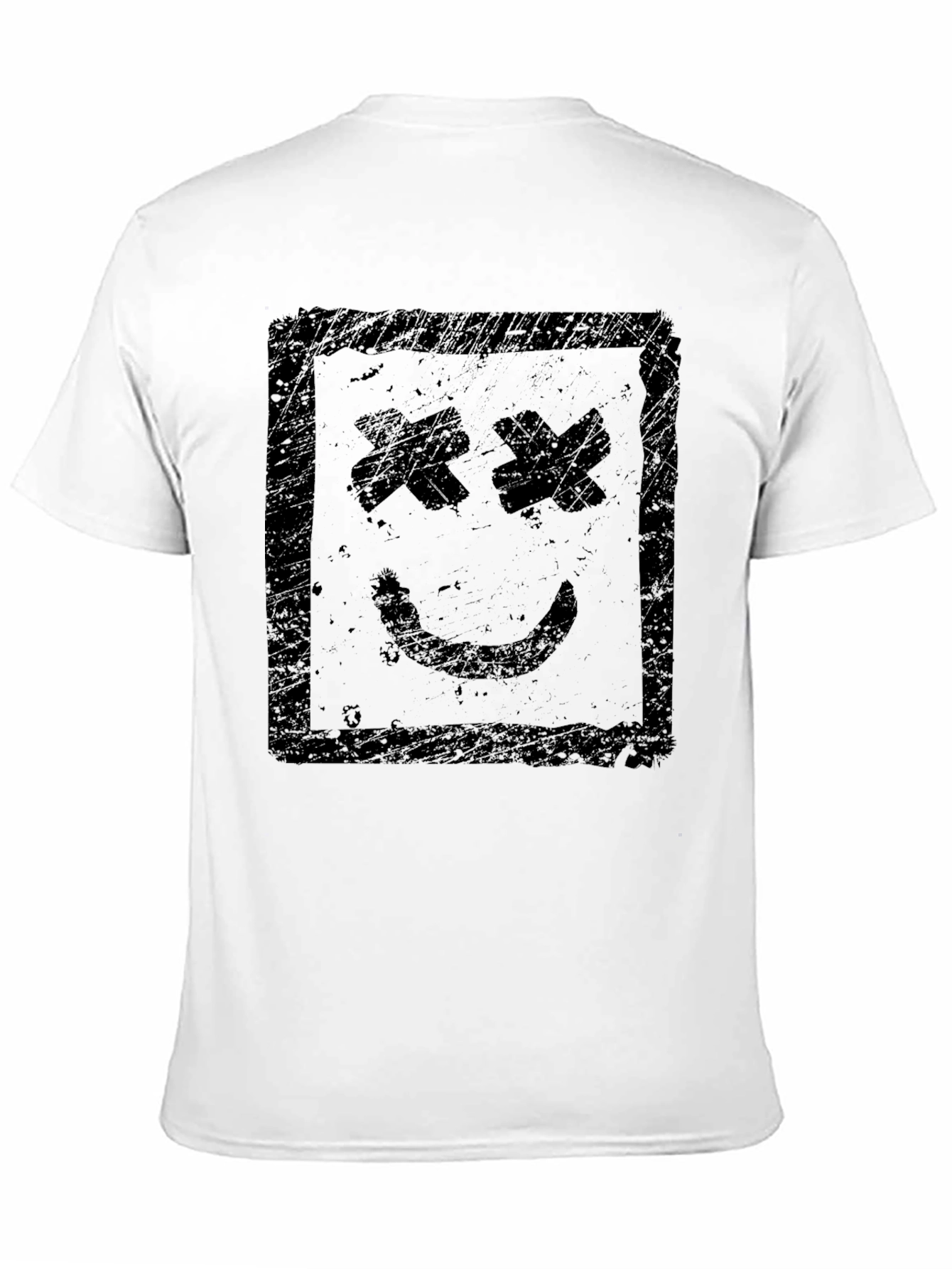Distressed Smiley Face Graphic Black T-Shirt